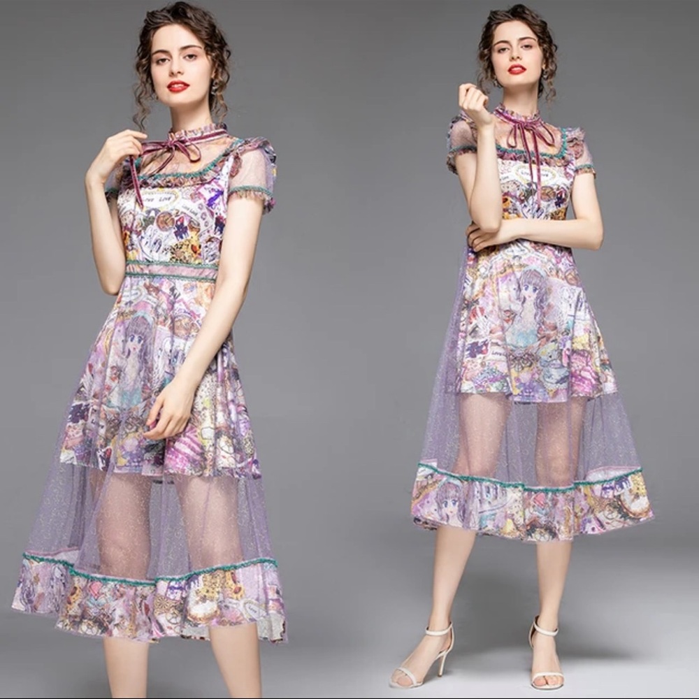 Stunning Anime tulle dress size XS Asian size Small, Japanese Lolita lavender
